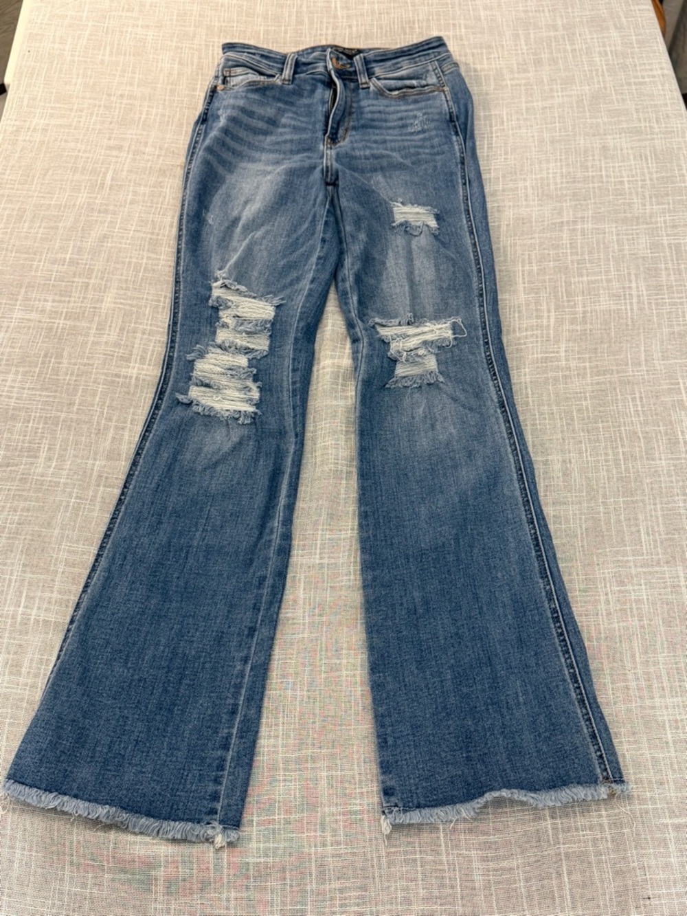 Judy Blue Bootcut Jeans Distressed Raw Hem Mid Rise 5/27 - Picture 2 of 10